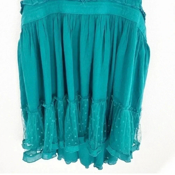 NWT R.Vivimos Teal Summer Halter Deep V Neck Mini Dress, Size Medium - Picture 4 of 10